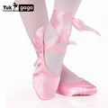 Ballet Dance Silk Dancing Shoes Pointe With Ribbon For Children Kids Girls Women Soft Flats Shoes Comfortable Fitness Slippers
