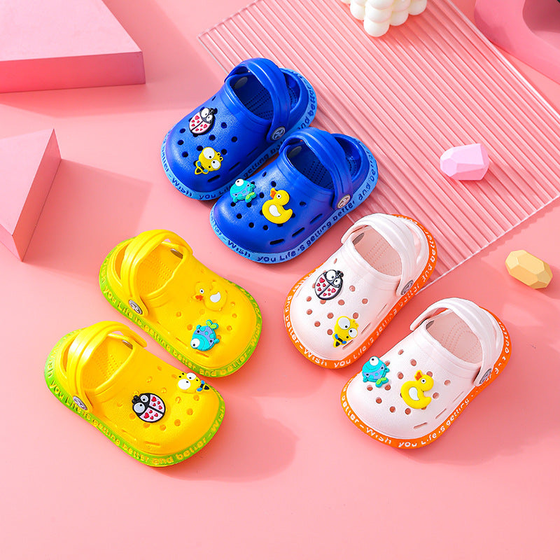 Baby Sandals Male Summer Toddler Cartoon 1-3 Years Old 2 Girls Hole Shoes Soft Bottom Non-Slip Baby Beach Sandals