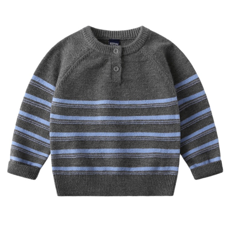 Striped knitted sweater for baby