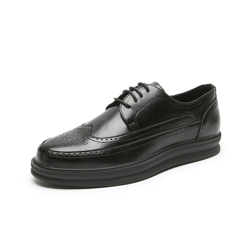 Oxford Shoes Fashion Brogue Men Leather Formal Dress Shoes Man Comfortable Office Party Footwear