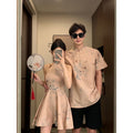 Chic New Chinese Style Neckline Short Dress for Women &amp; Floral Short Sleeve Shirt for Men, Summer Couple Outfits