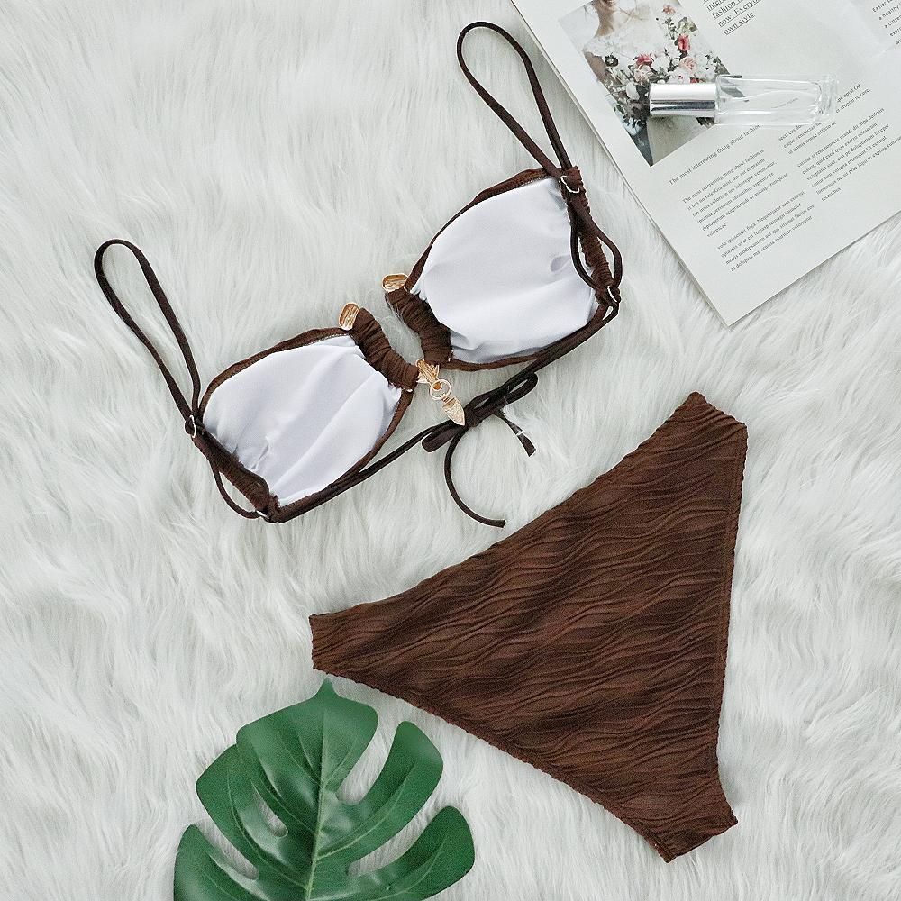 Special textured fabric split swimsuit