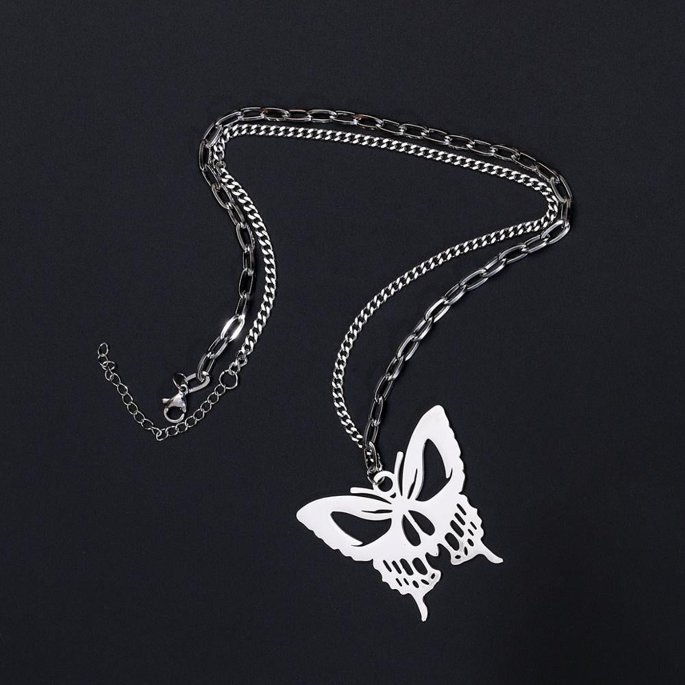 Fashion gothic style neck necklace butterfly suspension pendant men and women couple women necklace jewelry accessories