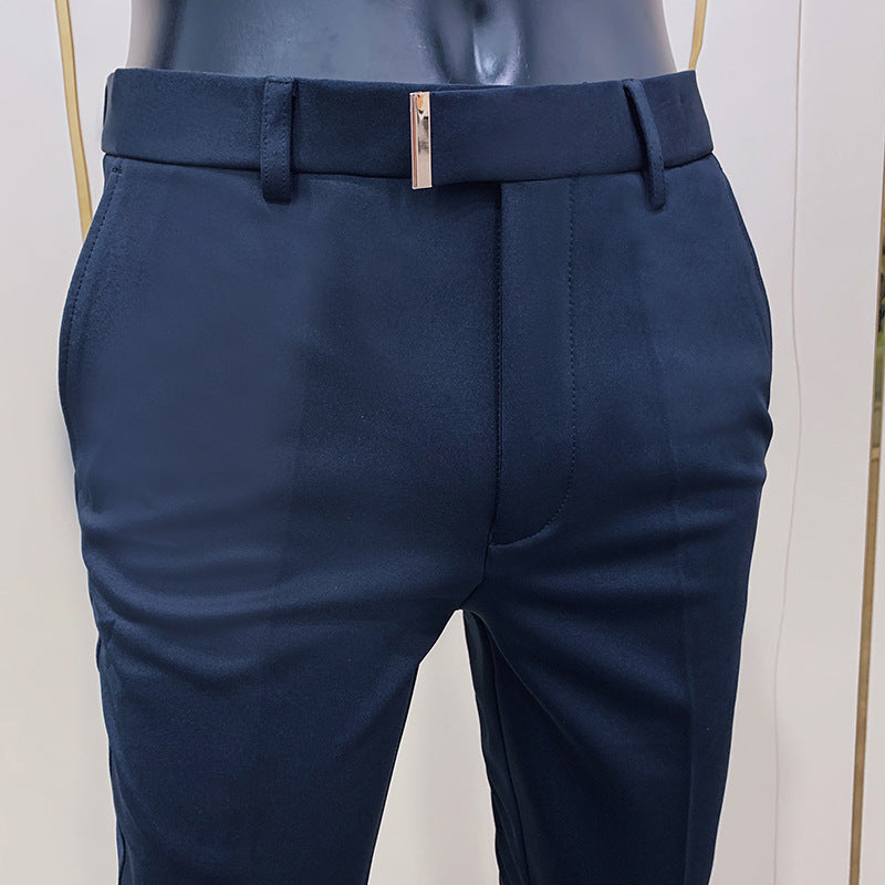 Spring Men Pants Korean Slim Fit Men Casual Ankle Length Pants Streetwear Men High Quality Black Gray Dress Suit Pant Man