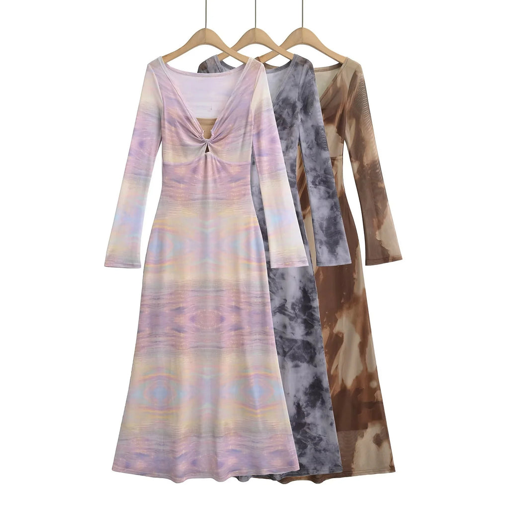 Mesh printed dress for women