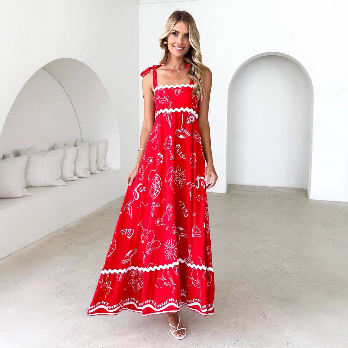 Strap strap dress temperament A-line dress for women