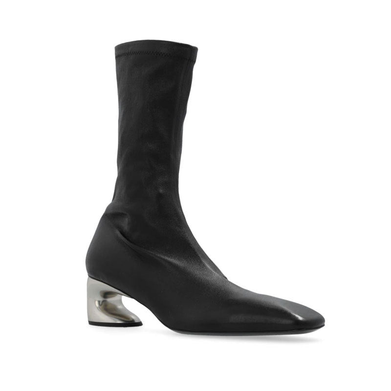European and American new fashion women's sexy square head slimming leg wrap special-shaped medium heel slimming boots elastic long boots for women