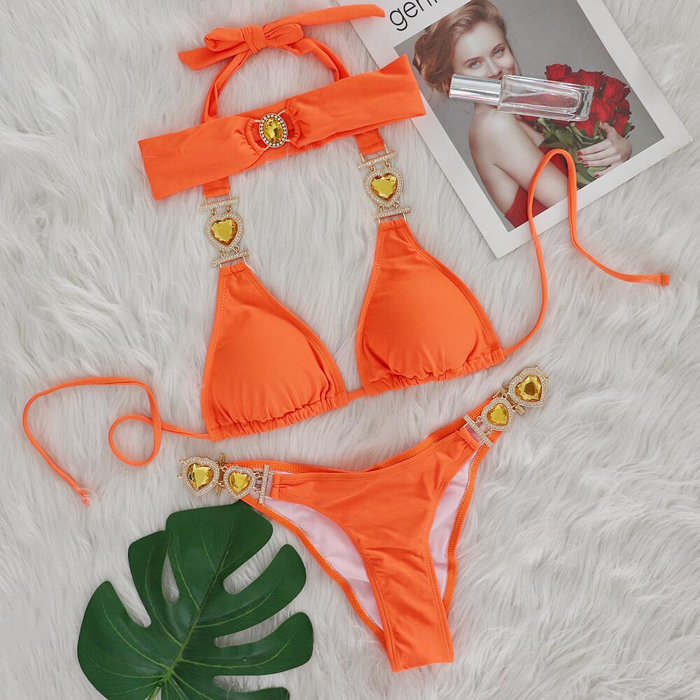 Metal Accessories Love Diamond Bikini