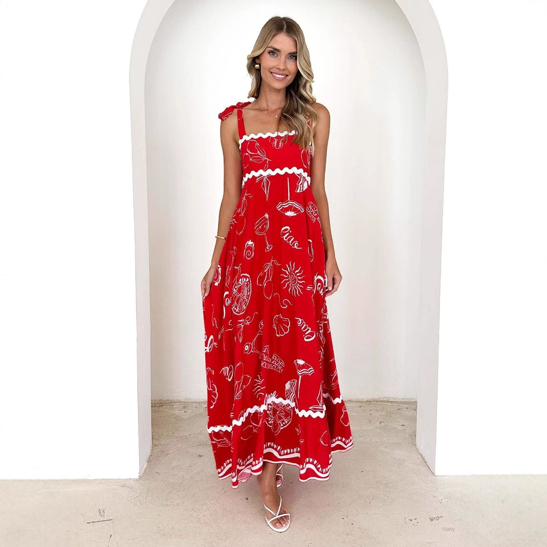 Strap strap dress temperament A-line dress for women