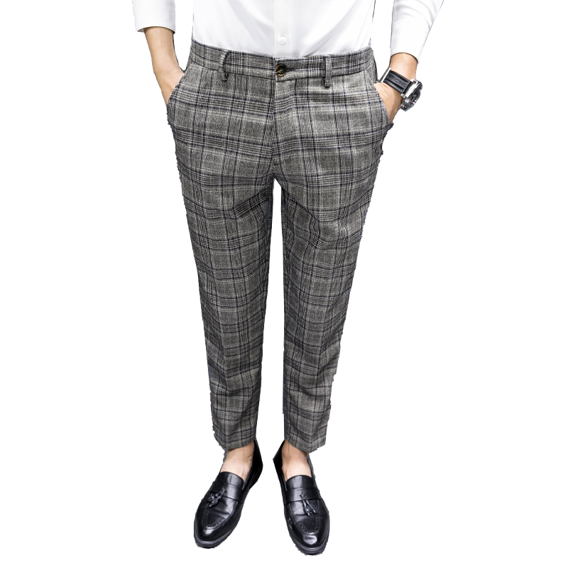 British Style Dress Suit Pant Man New Plaid Suit Pant Men Designer Gentlemen Business Casual Work Pant Trousers