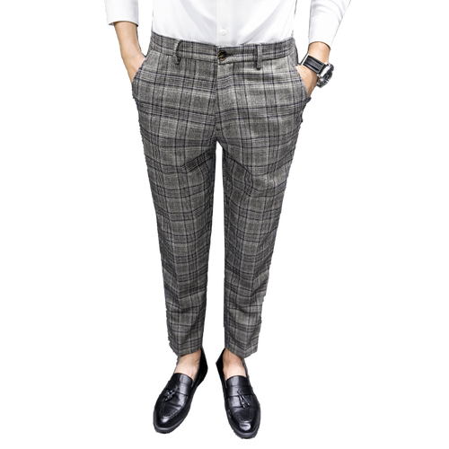 British Style Dress Suit Pant Man New Plaid Suit Pant Men Designer Gentlemen Business Casual Work Pant Trousers