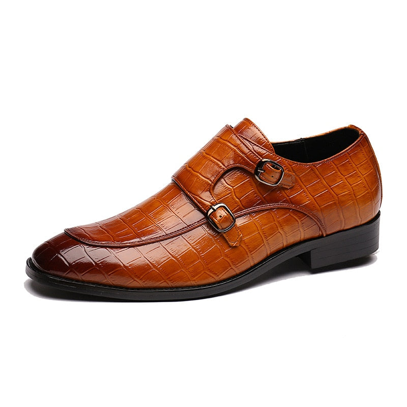Classic Crocodile Pattern Business Flat Shoes Men Designer Formal Dress Leather Shoes Men's Loafers Christmas Party Shoes