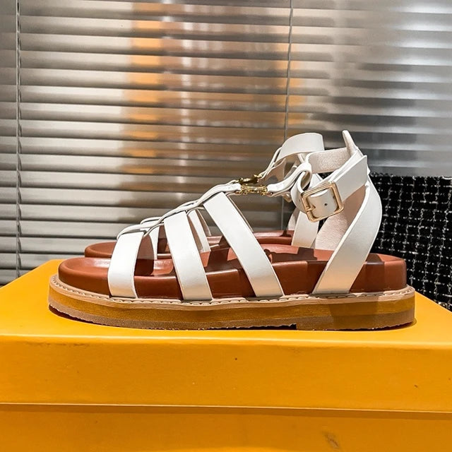 Rome Sandals Women Summer Sandals Size 35-41 Women Open Toe Back Strap Flat Platform Beach Sandals Bohemian Girl's Shoes