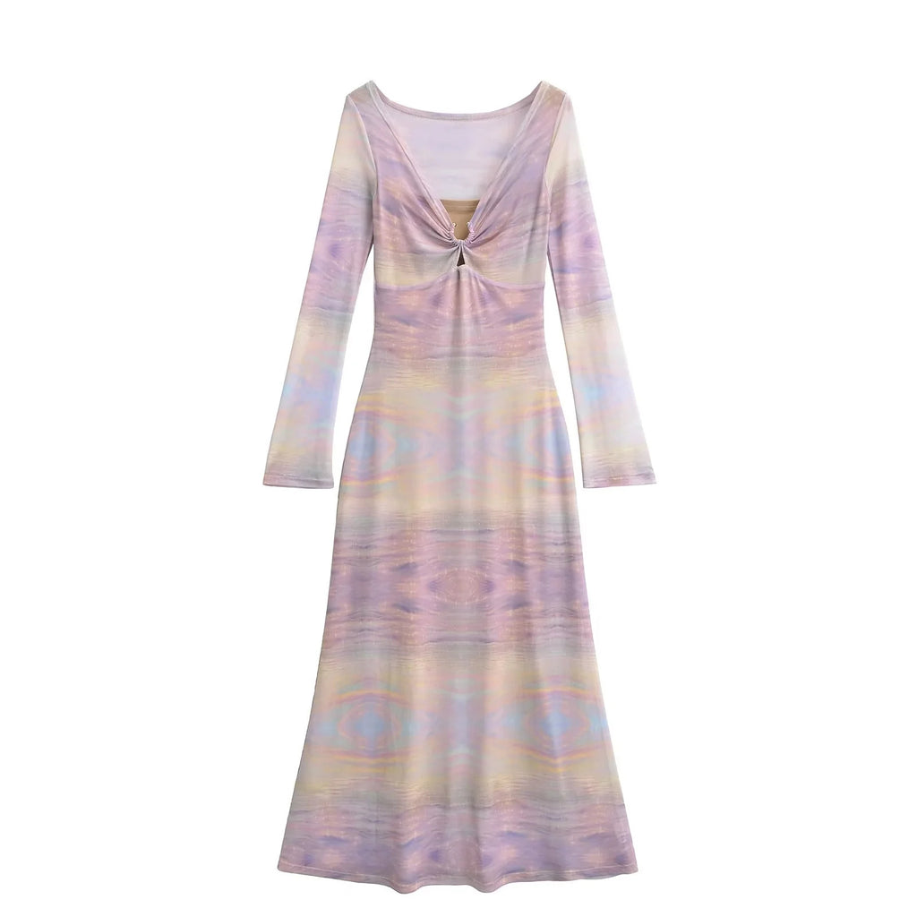 Mesh printed dress for women