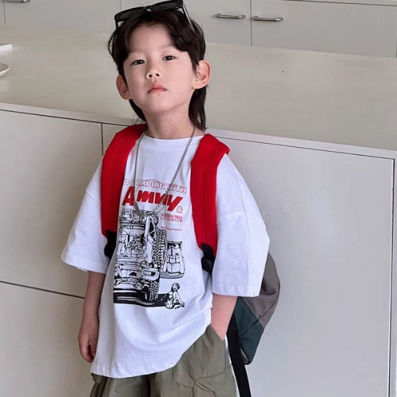 Cartoon Print T-Shirt for Kids