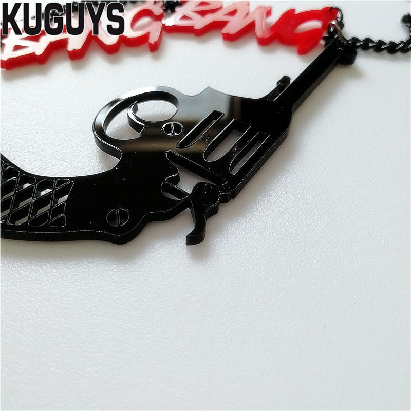 Acrylic Revolver Necklace Fashion Jewelry Pistol Pendant Necklaces for Women Men Trendy Accessories Girl Sweater Chains