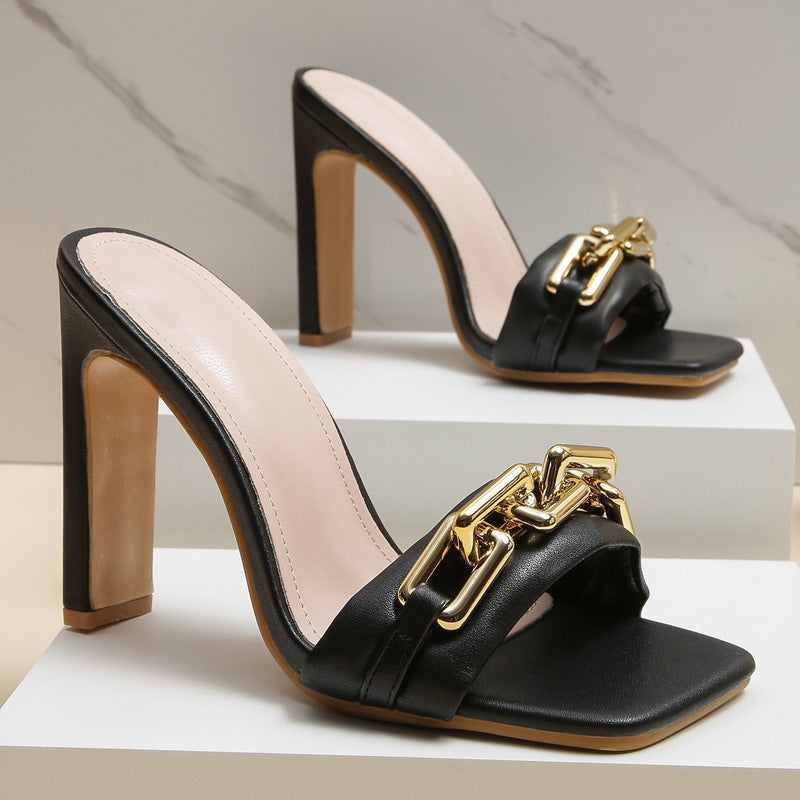 High Heeled Sandals Women Wear With Chain Fish Mouth Stiletto Heels European And American Sandals And Slippers