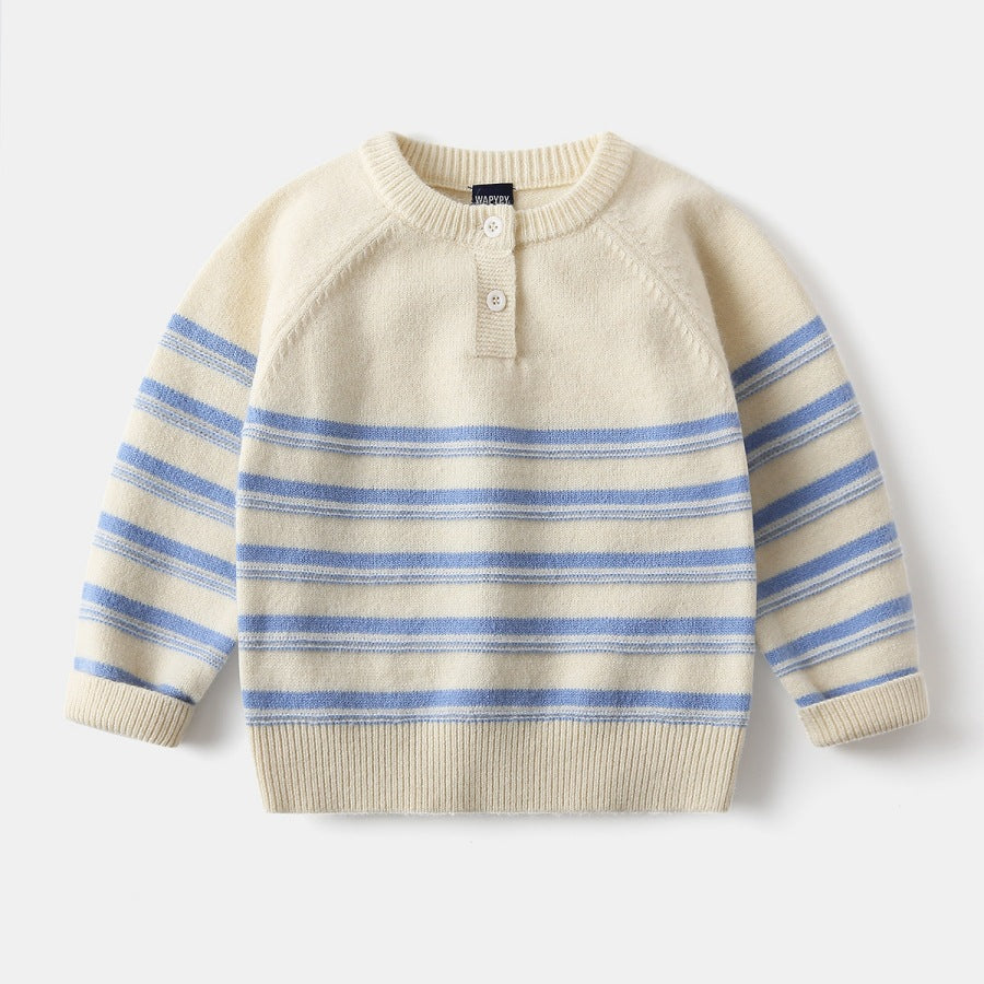 Striped knitted sweater for baby