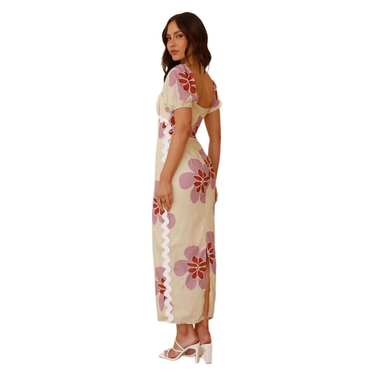 Split printed dress for women