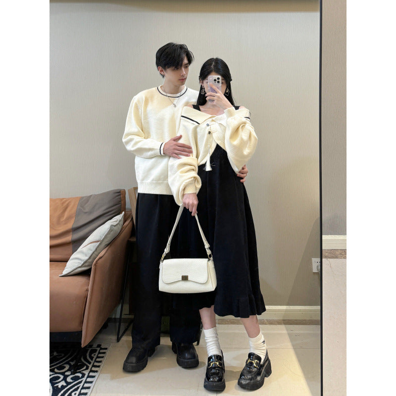 Couples' Thickened New Chinese Style Knit Sweater Dress for Men and Women