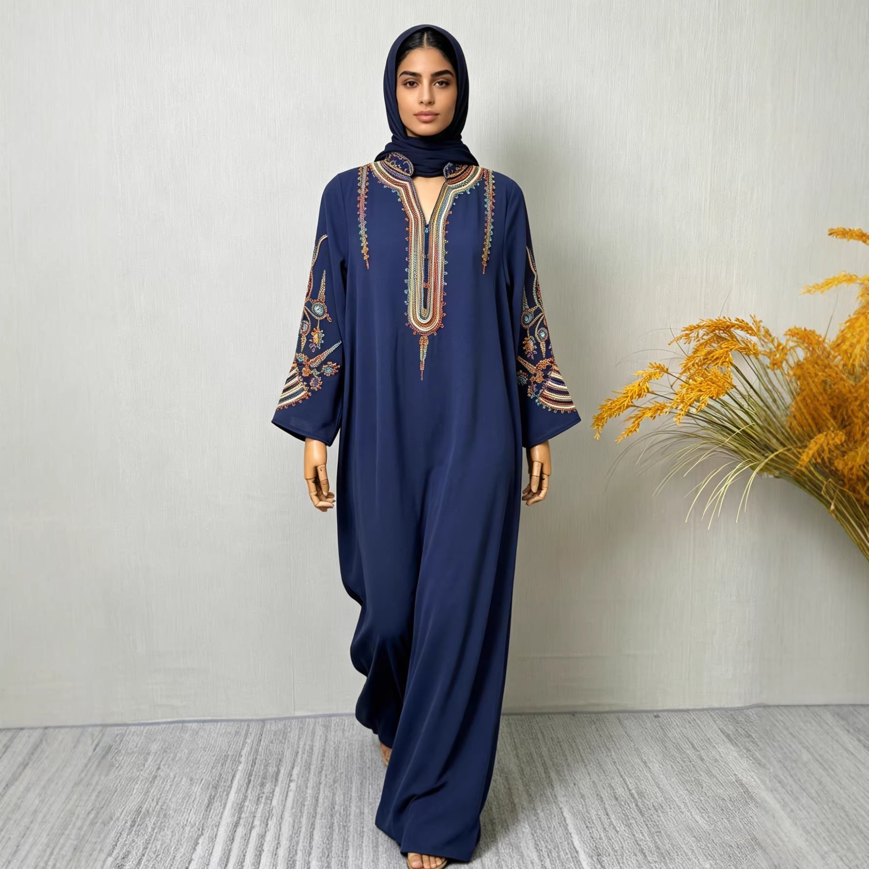 Elegant Embroidered Long Robe Dress for Women Dress