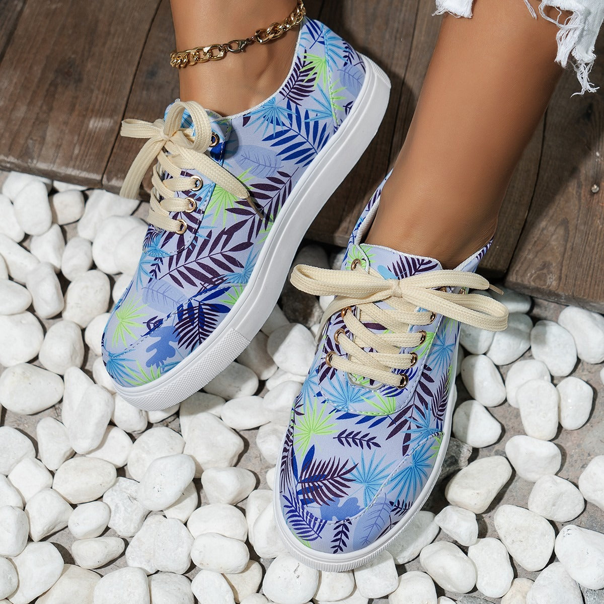 Plus Size Women's Board Shoes Spring Printing Colorful Single Shoes Casual Shoes Small White Shoes