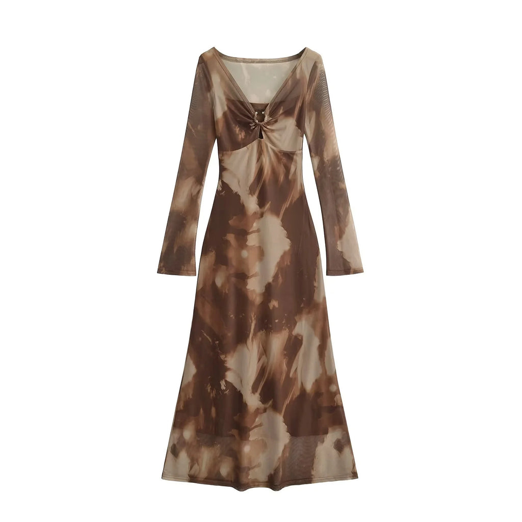 Mesh printed dress for women