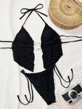 Bikini Swimwear for Women Solid Color Special Fabric Two-Piece Swimsuit Wholesale