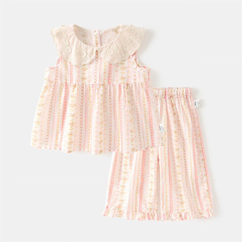 Baby lace doll collar baby floral set