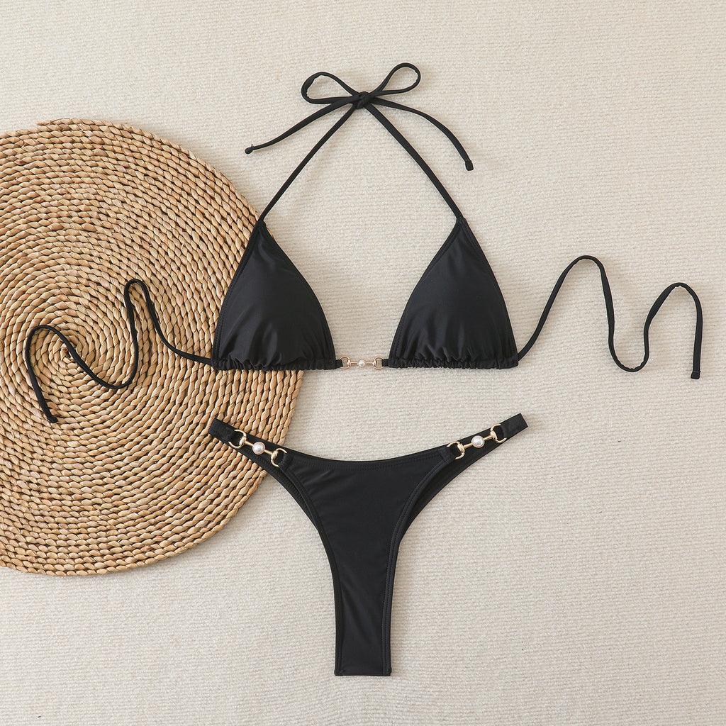 Hanging neck tie hardware accessories nylon bikini