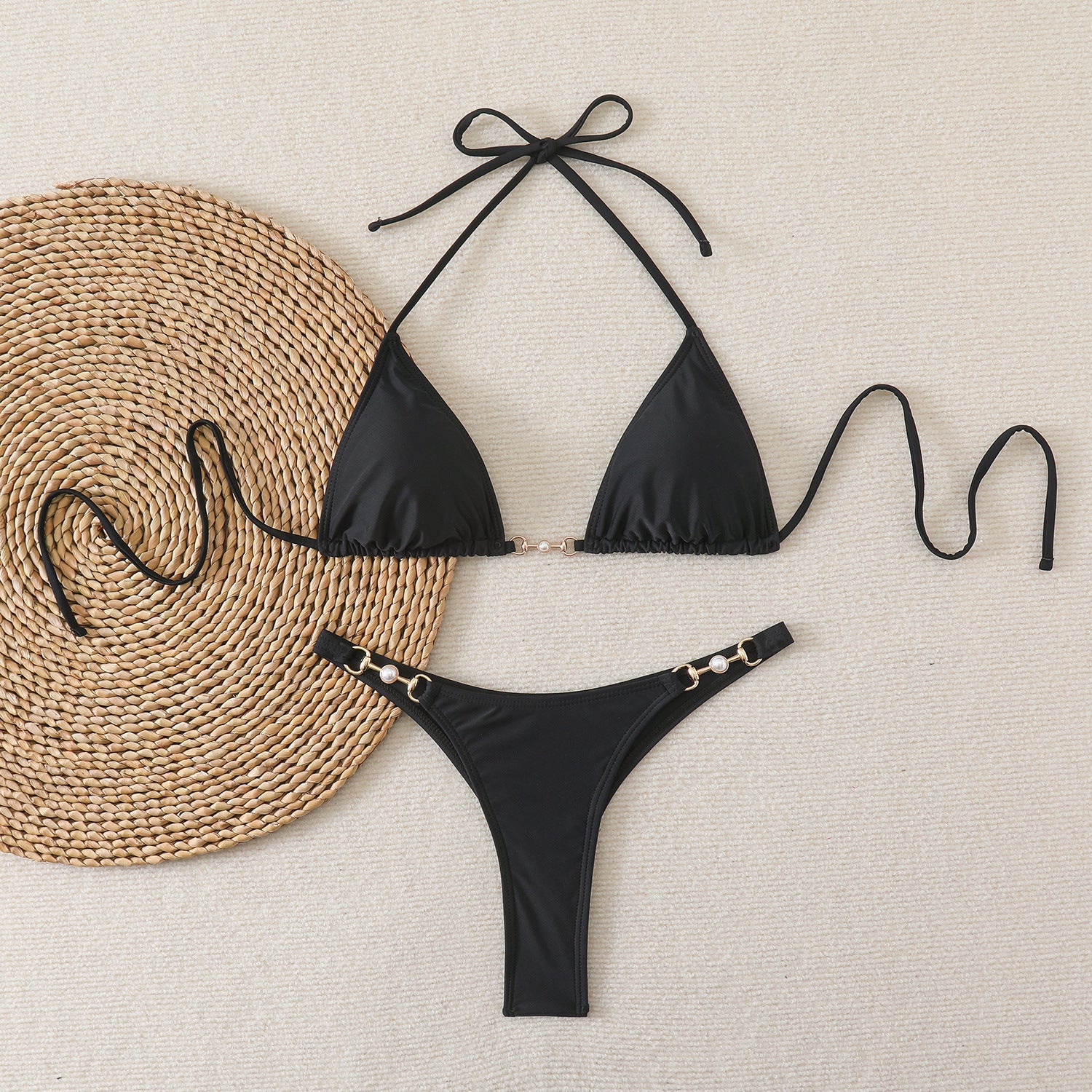 Hanging neck tie hardware accessories nylon bikini