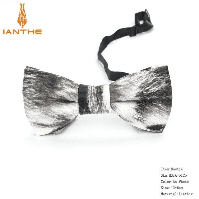 Men's PU Leather Plaid Bowtie Fashion Men Wedding Bow Ties Flower Panda Fashion Casual Bowties for Men Accessories
