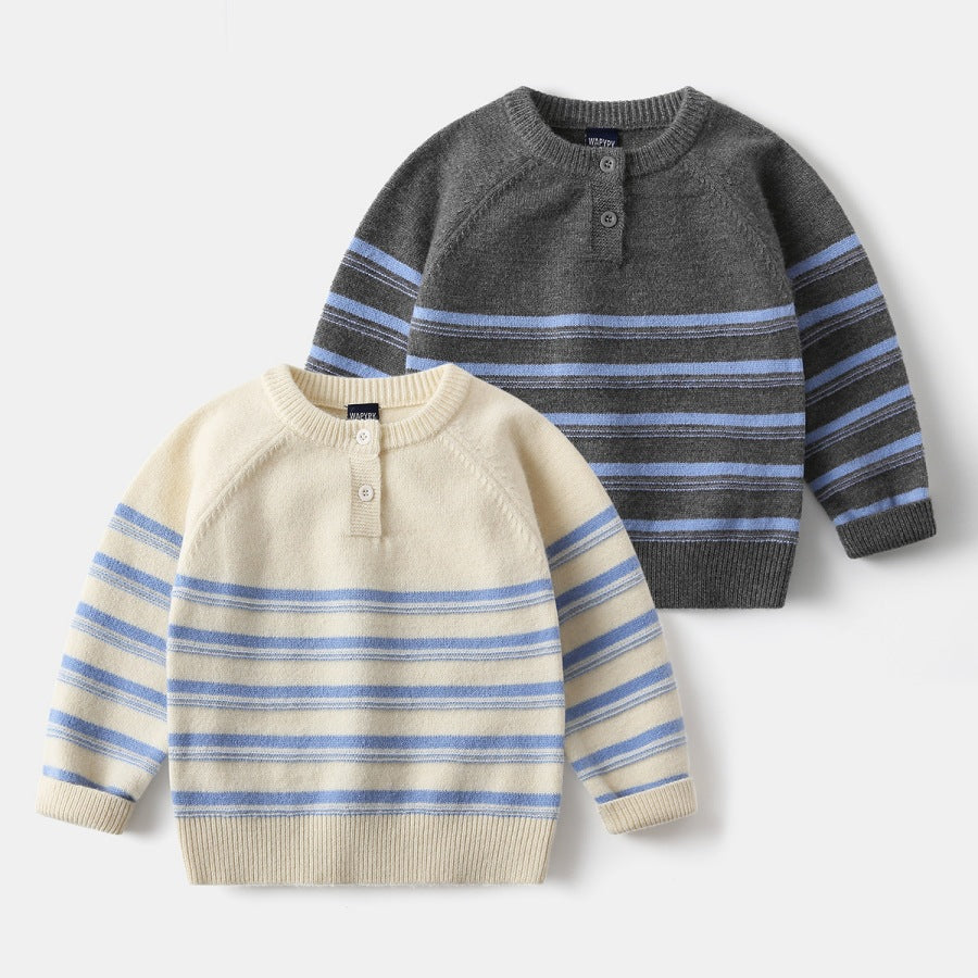 Striped knitted sweater for baby