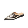 Cowhide pointed sandals with hollow hollow toe sandals for women with low heels