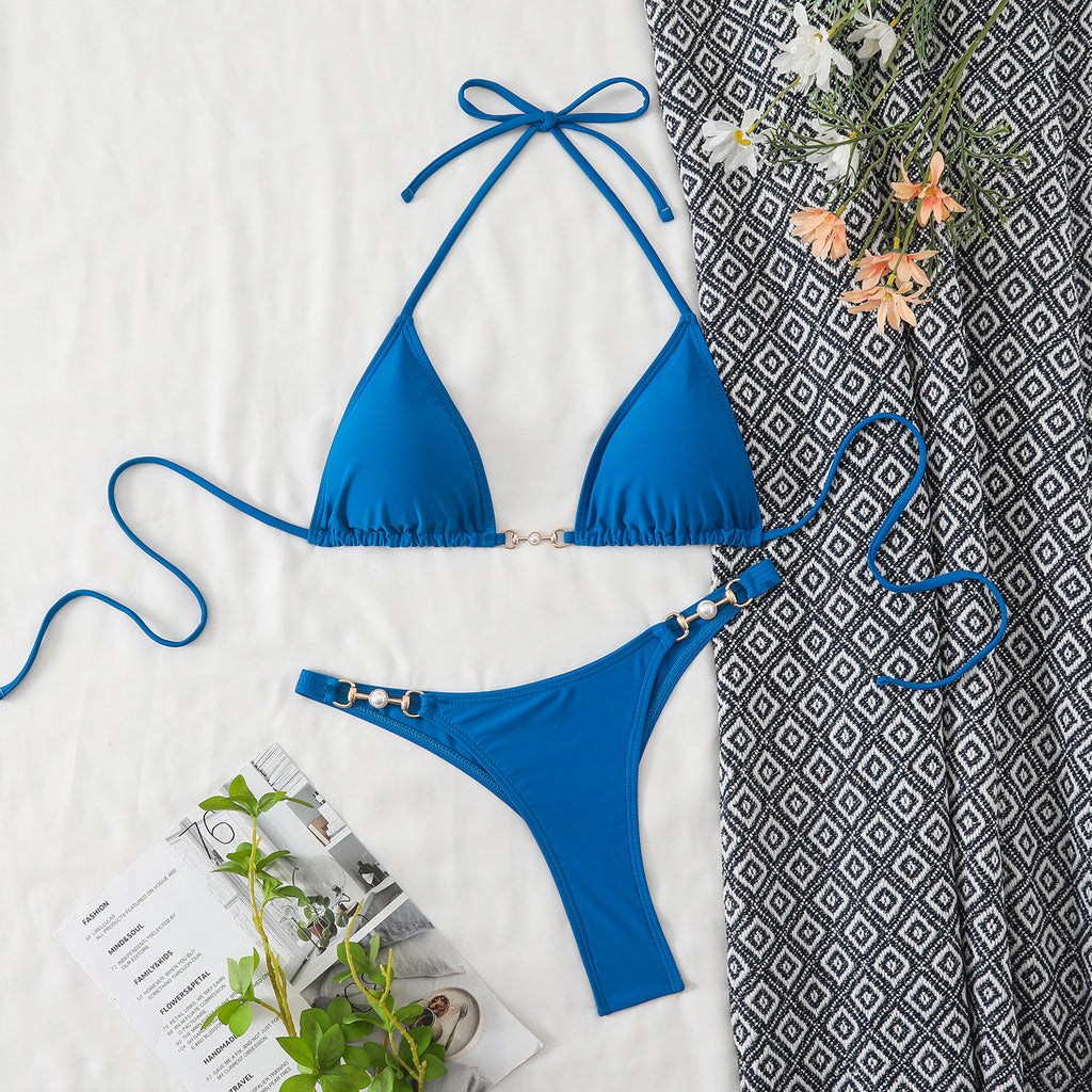 Hanging neck tie hardware accessories nylon bikini