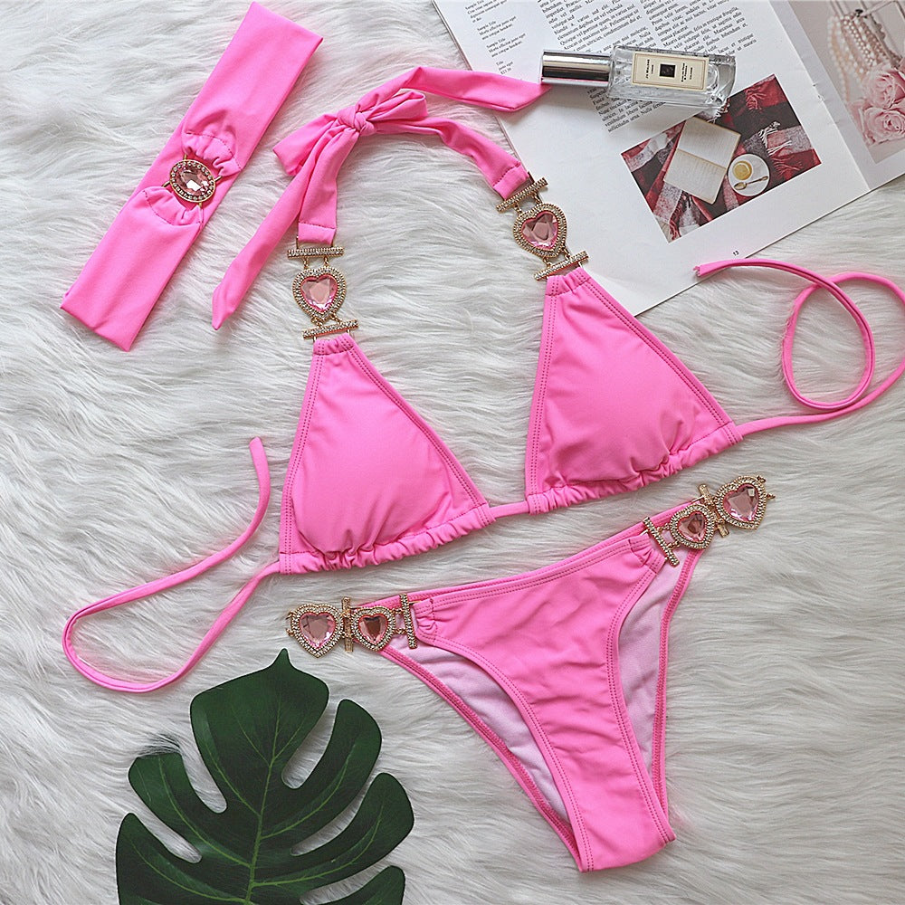 Metal Accessories Love Diamond Bikini
