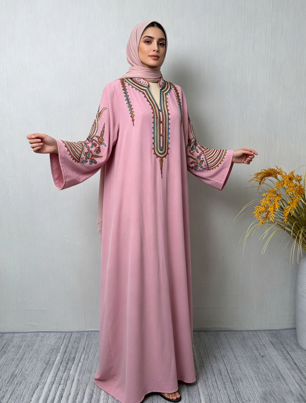 Elegant Embroidered Long Robe Dress for Women Dress