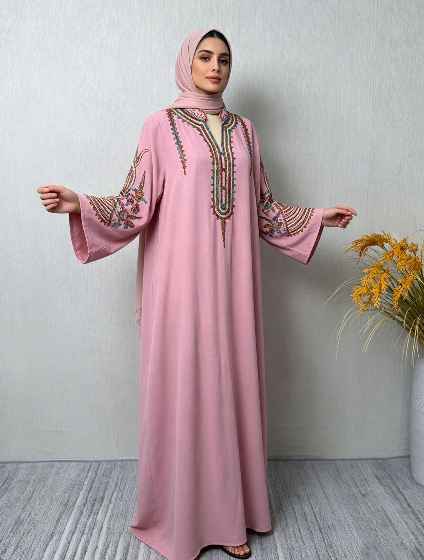 Elegant Embroidered Long Robe Dress for Women Dress
