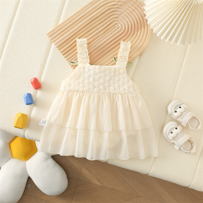 Baby Romper Girl Baby Strap Flower Suit Full Moon Baby