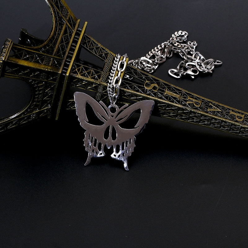 Fashion gothic style neck necklace butterfly suspension pendant men and women couple women necklace jewelry accessories