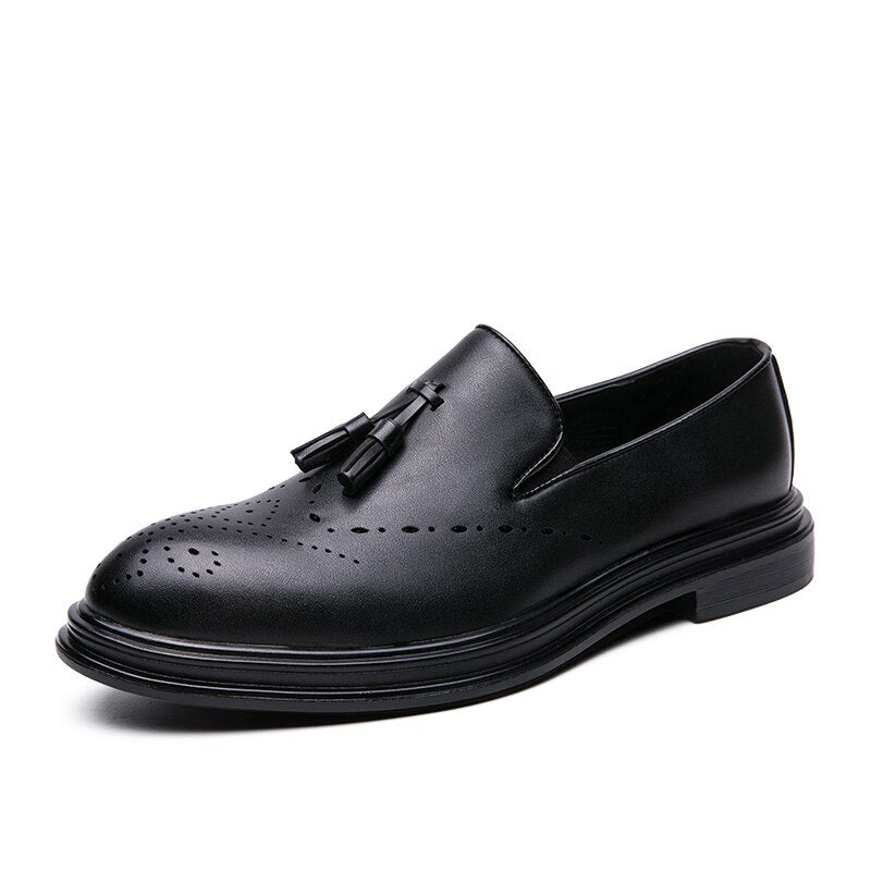 Men Dress Shoes Genuine Leather Brogue Shoes Man Business Casual Leather Oxford Shoes Dance Party Wedding Formal Shoes Male