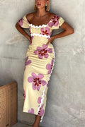 Split printed dress for women