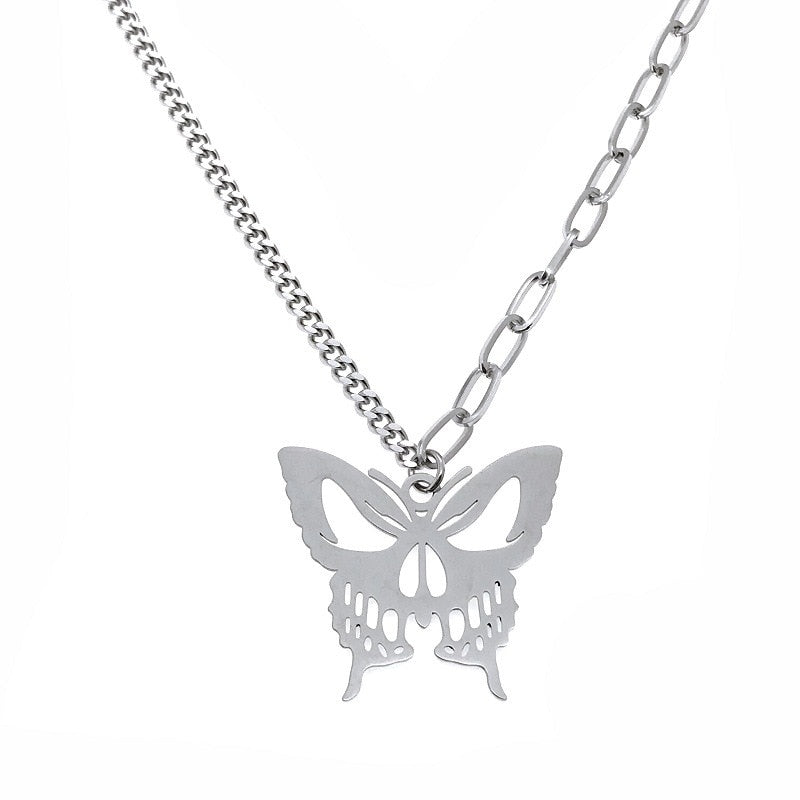 Fashion gothic style neck necklace butterfly suspension pendant men and women couple women necklace jewelry accessories