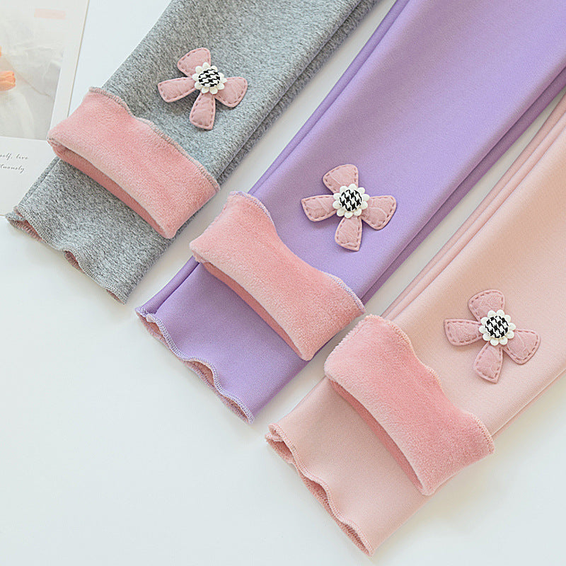Baby leggings with thickened fleece