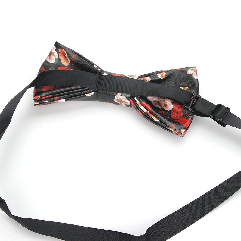 Men's PU Leather Plaid Bowtie Fashion Men Wedding Bow Ties Flower Panda Fashion Casual Bowties for Men Accessories