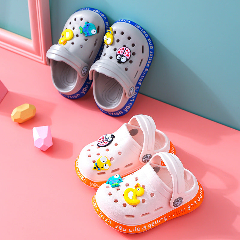 Baby Sandals Male Summer Toddler Cartoon 1-3 Years Old 2 Girls Hole Shoes Soft Bottom Non-Slip Baby Beach Sandals