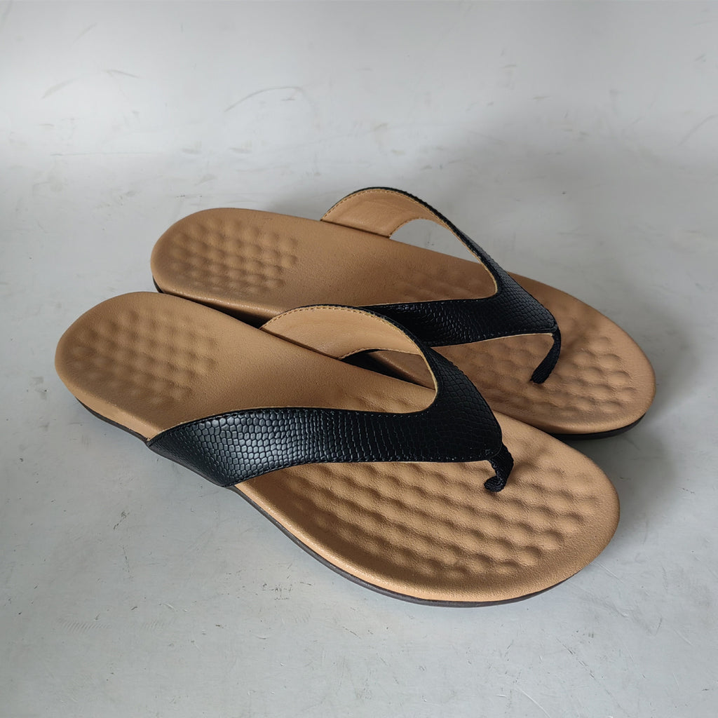 Herringbone Summer Sandals for Women, Soft Sole Non-Slip Flat Sandals, Comfortable Outdoor Wear, Toe-strap Design