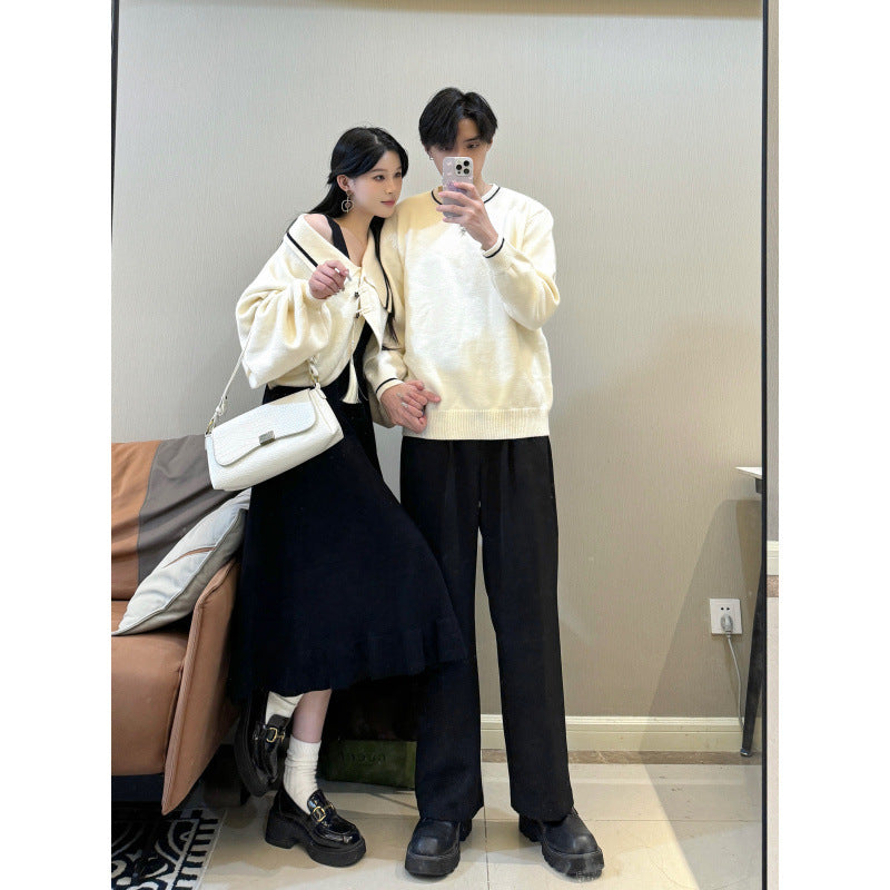 Couples' Thickened New Chinese Style Knit Sweater Dress for Men and Women