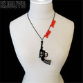 Acrylic Revolver Necklace Fashion Jewelry Pistol Pendant Necklaces for Women Men Trendy Accessories Girl Sweater Chains
