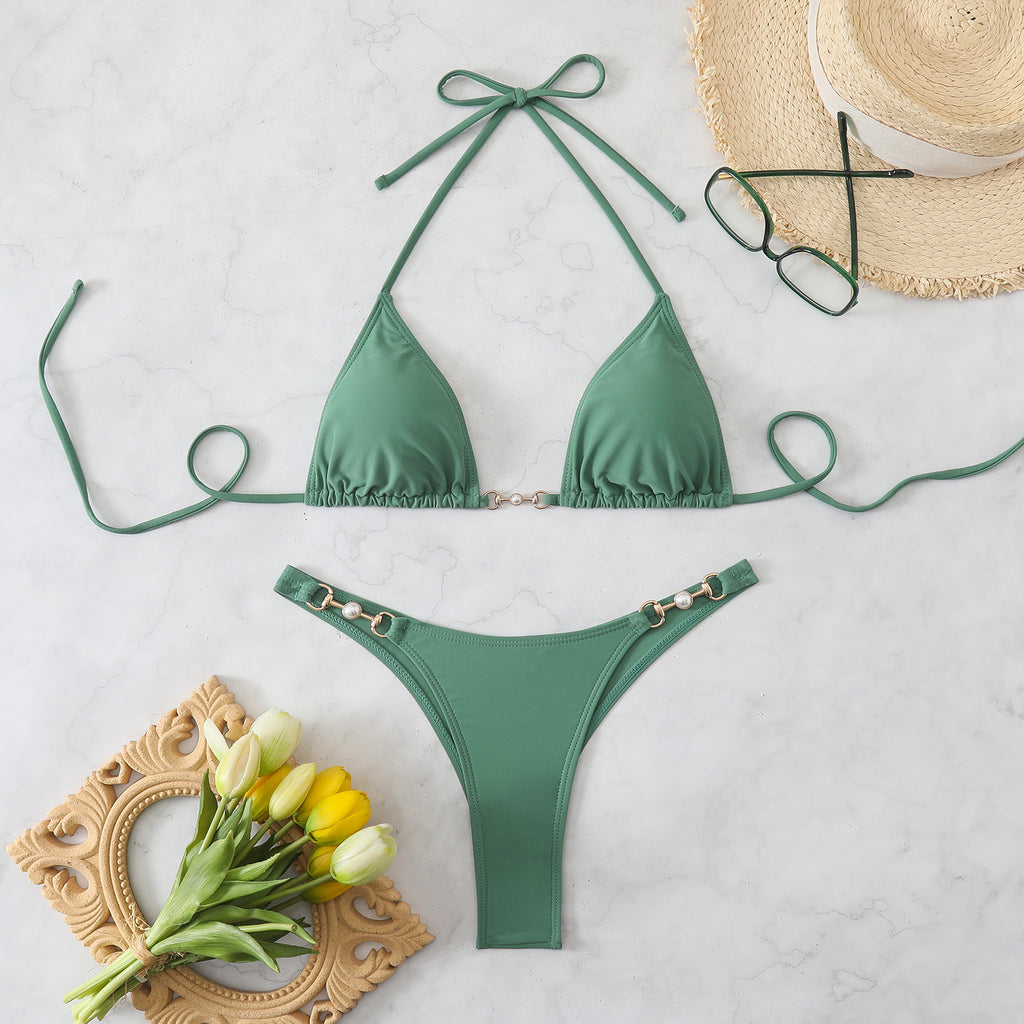 Hanging neck tie hardware accessories nylon bikini